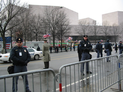 The streets were lined with police