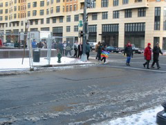 Walking down the sidewalk