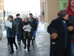 Walking down the sidewalk