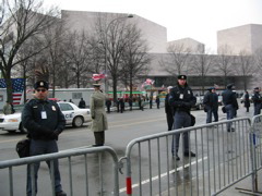 The streets were lined with police