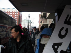 We begin to walk down the sidewalk