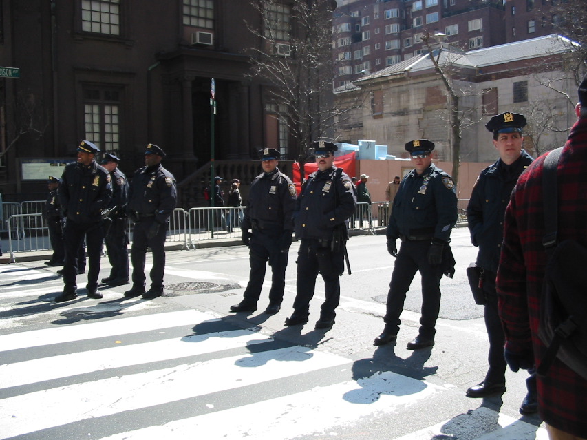 Cops line the strret