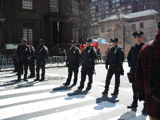 Cops line the strret