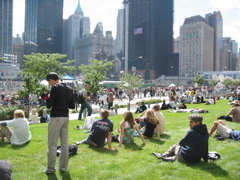 People watch the service