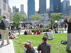 People watch the service