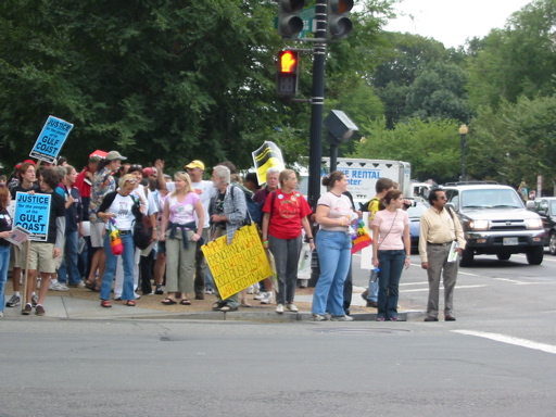 Protesters arrive