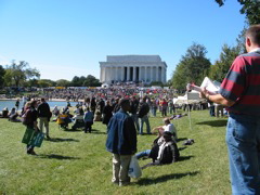 Lots of people gather