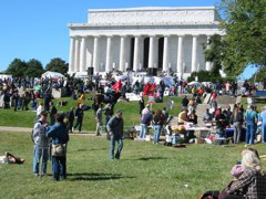 People gather