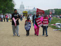 Protesters, with the Capitol in the background