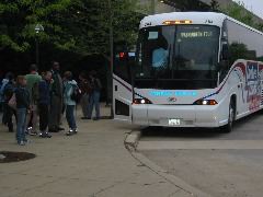 Getting off the bus, bleary-eyed, 7:45 am
